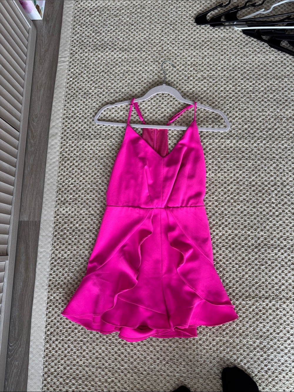 DO+BE Fuchsia Ruffle-Hem Spaghetti Strap Dress